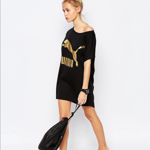 Puma Black/ Gold T Shirt Dress ASOS - Picture 3 of 8